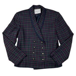 Casual Corner Plaid Green Blazer | Size 10
